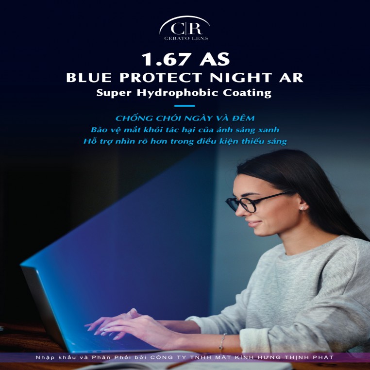 TRÒNG KÍNH VIVO SINGAPORE 1.67 BLUE PROTECT NIGHT AR